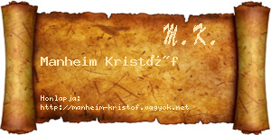 Manheim Kristóf névjegykártya